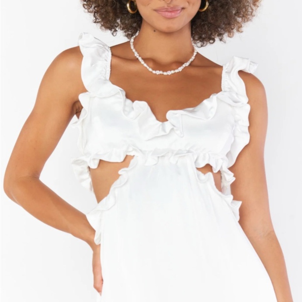 Show me your mumu Lane Midi Dress. Size L Ivory satin. New with tags - Picture 4 of 4